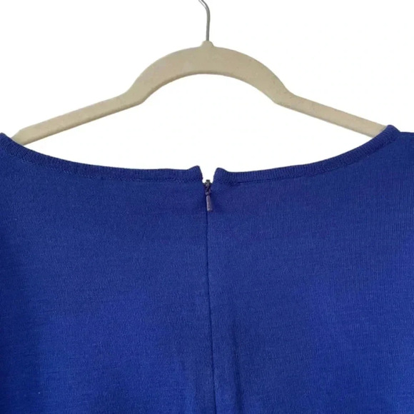 Liz Claiborne Blue Knit Dress Size Medium Vintage Long Sleeves Office Classic - Picture 8 of 10